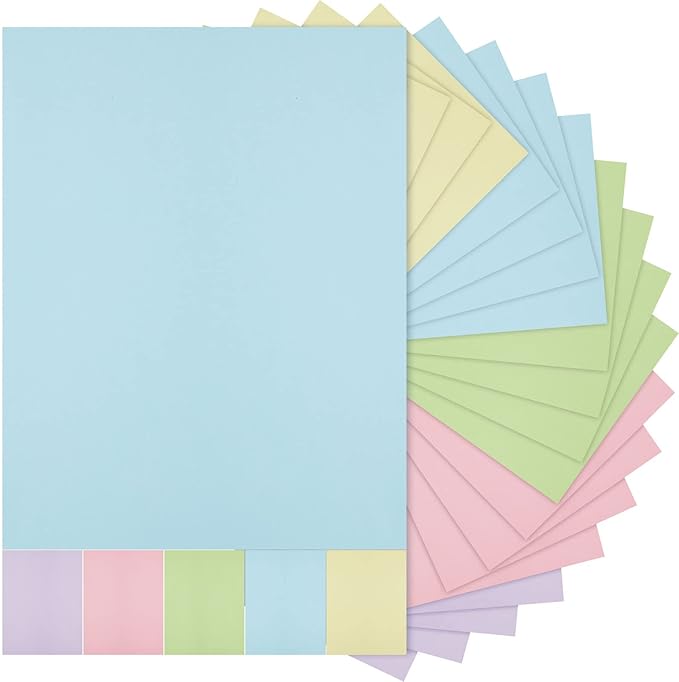 Sinmoe 100 Sheets 5 Shades Cardstock Paper 8.5 x 11 Inches 180gsm Solid Core Printer Paper for Scrapbooking DIY Arts Crafts Making Office Home Supplies (Macaron Series)