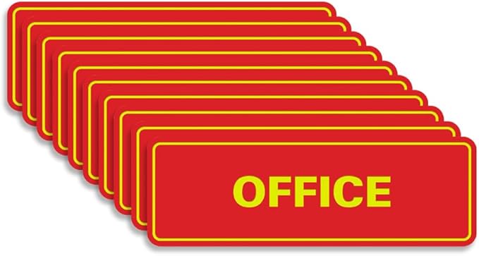 Signs ByLITA Standard Office Sign - Professional Business Signage - Easy to Install (Red/Yellow) - Large 10 Pack