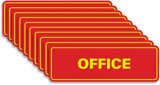 Signs ByLITA Standard Office Sign - Professional Business Signage - Easy to Install (Red/Yellow) - Large 10 Pack