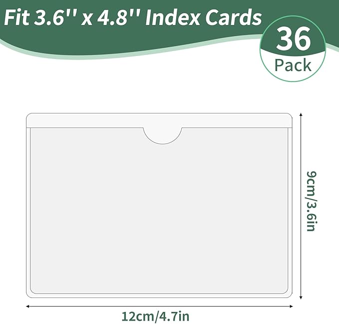 NIUBIER Storage Bin Labels, 36 Pack 3x4.5 Index Card Holder, Clear Adhesive Pockets, Removable Tote Labels Stickers for Packing Moving Box & Containers, Easy Peel Off