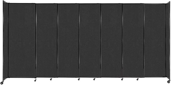 Versare Straightwall Sliding Portable Wall Partition | Freestanding Office Dividers | Locking Wheels | Temporary Room Separator | 15'6'' Wide x 7'6'' Tall Black Fabric Panels