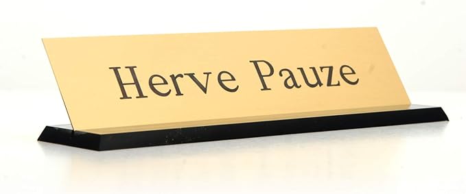 SmartSign Brass Name Plate for Desk | Premium Engraved Nameplate with Desk Holder | 2" x 8" Solid Brass, Personalized Desk Plate, Gold, Made in USA