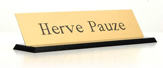 SmartSign Brass Name Plate for Desk | Premium Engraved Nameplate with Desk Holder | 2" x 8" Solid Brass, Personalized Desk Plate, Gold, Made in USA