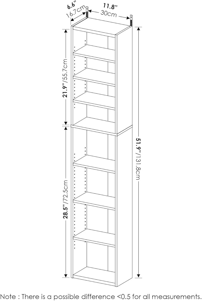 Furinno Indo DVD Shelf, 8-Tier CD Rack, Media Shelf with Adjustable Shelves, DVD Storage Cabinets for CD Blueray Game Disc, Easy Assembly, for Living Room, Home Office, Amber Pine