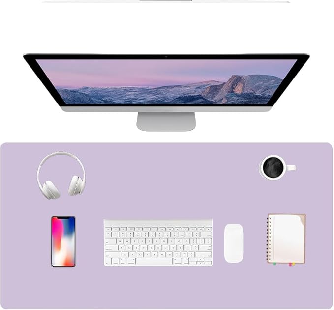 PU Leather Desk Pad Protector Gaming Mouse Pad Non Slip Desk Mat for Keyboard and Mouse Waterproof Desk Writing Pad for Office and Home Desk Accessories(Purple, 47.2 * 17.7)