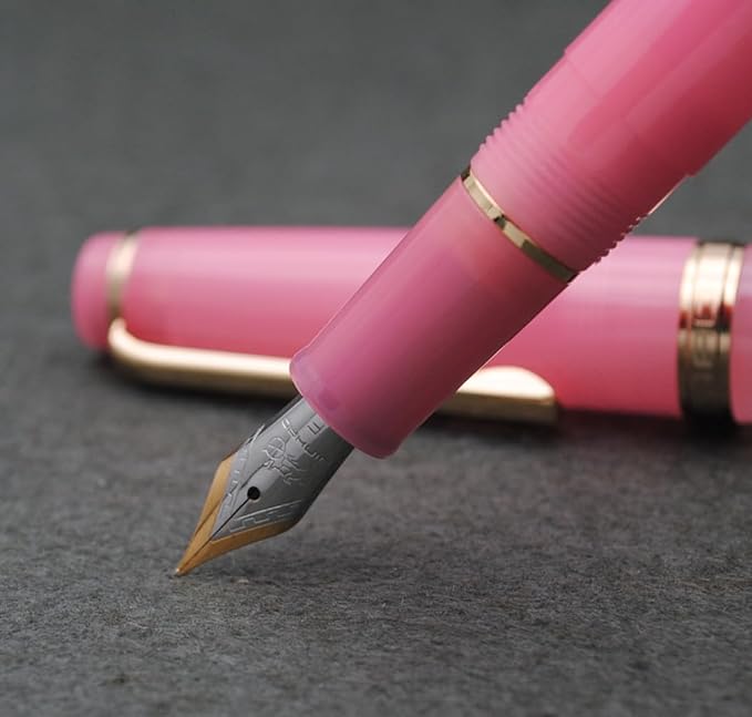 JINHAO 82 Fountain Pen (Transparent Rose Red,Fine Nib 0.5mm)