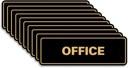 Signs ByLITA Standard Office Sign - Professional Business Signage - Easy to Install (Black Gold) - Large 10 Pack