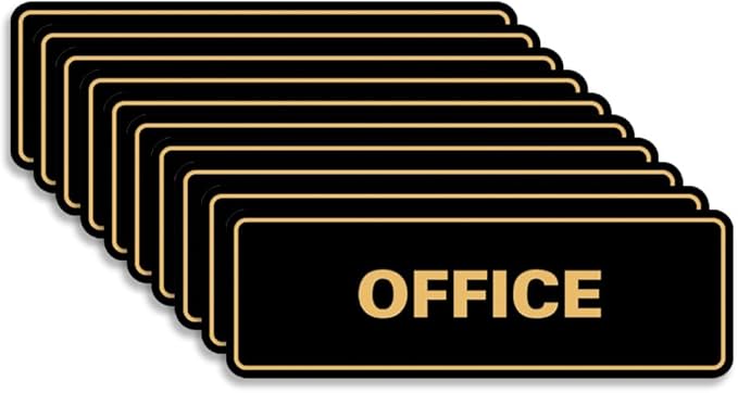 Signs ByLITA Standard Office Sign - Professional Business Signage - Easy to Install (Black Gold) - Medium 10 Pack