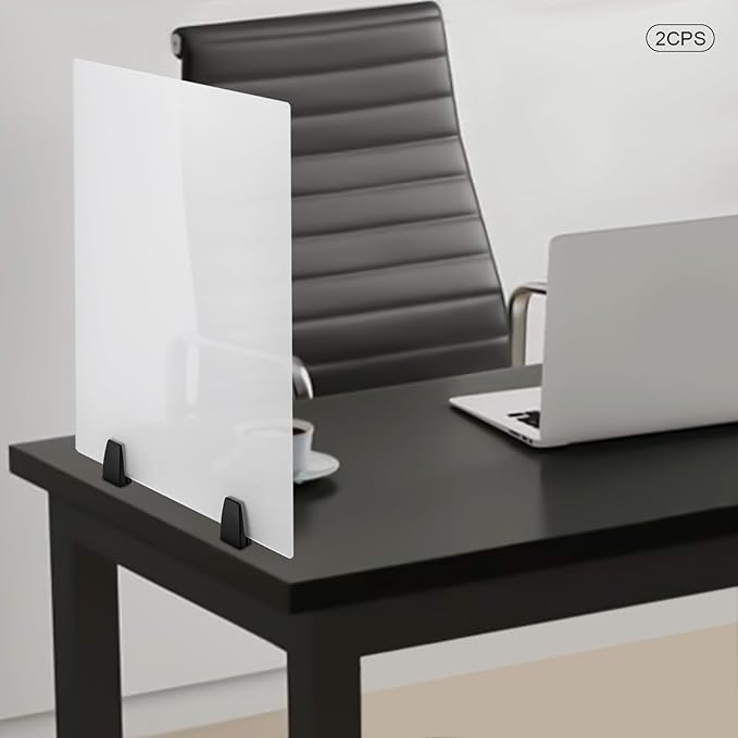 2 Pack Desk Privacy Panels & Dividers, 24 * 18" Frosted Acrylic Desk Partition Panel with Clamps, Portable Privacy Screen for Office, School, Call Center Workstation