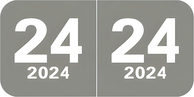 2024 Year Labels, Doctor Stuff 2024 Chart Stickers, Gray Color Coded, Col'R'Tab/Tabbies Style, USA Made Year Stickers for End Tab File Folders, 500/Roll, 1 Roll, 3/4" x 1-1/2"