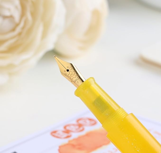czxwyst Majohn Wancai 2.0 Mini Pocket-Size Eyedropper Fountain Pen (F Nib 0.5mm, Lemon Yellow)