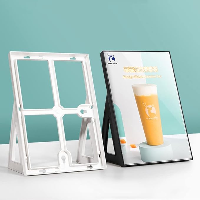 ECKEK ABS Plastic Sign Holder，Menu Displays L Shape Sign Stand Vertical/Horizontal Use (White A5 148×210mm/5.83×8.27inches)