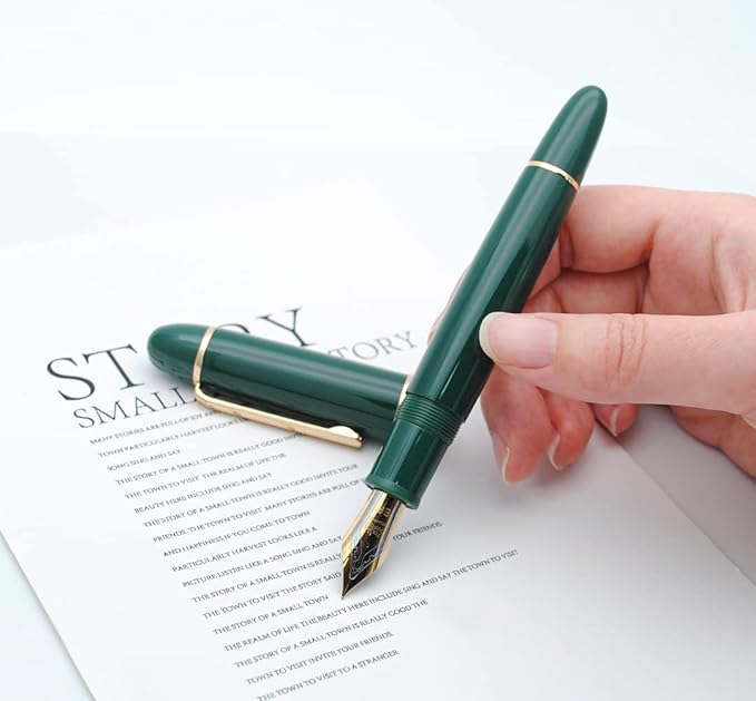 JINHAO X159 Fountain Pen (EF Nib 0.38mm, Dark Green with Gold Clip)