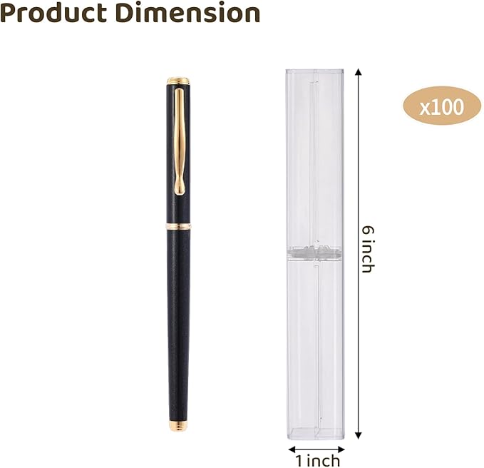 OMISTAR 100PCS Pen Gift Box, Acrylic Clear Pen Gift Box with Inner Fixed Component, Pen Box Display Case for Single Pen, Pen Boxes Gift Empty for School Office Business Supply (100PCS)