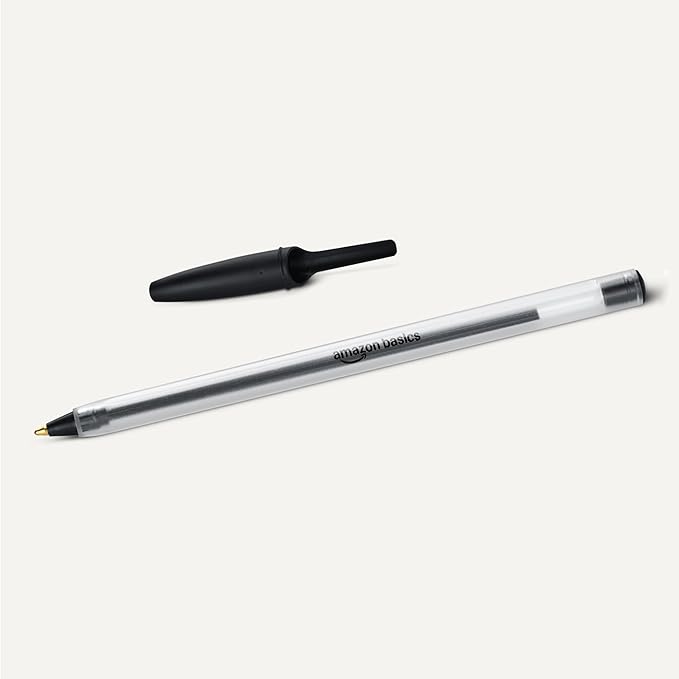 Amazon Basics Ballpoint Pens, 1.0mm, Black, 12 Pack