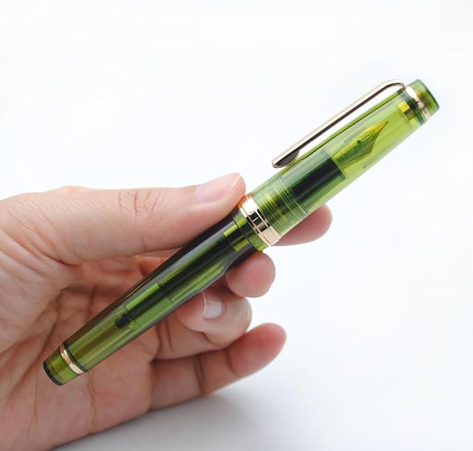 JINHAO 82 Fountain Pen (Transparent Olive Green,Fine Nib 0.5mm)