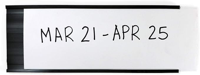 SmartSign (Pack of 25) 3 x 8 inch Flexible 'C' Channel Shelf Label Holders with Inserts, 62.5 mil Magnetic Material, Black, Made in USA