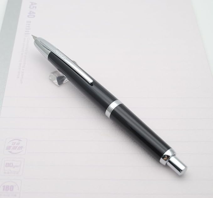 JINHAO 20 Press Fountain Pen, Retractable Capless Resin Pen with Ink Converter (F Nib 0.5mm, Bright Black)