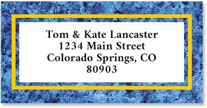 Blue Granite Personalized Border Return Address Labels- Set of 144 1-1/8" x 2-1/4" Self-Adhesive, Flat-Sheet Labels, by Colorful Images
