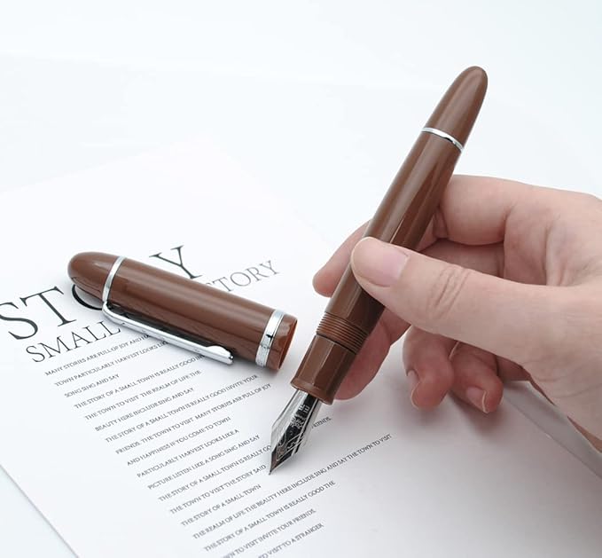 JINHAO X159 Fountain Pen (EF Nib 0.38mm, Coffee with Silvery Clip)
