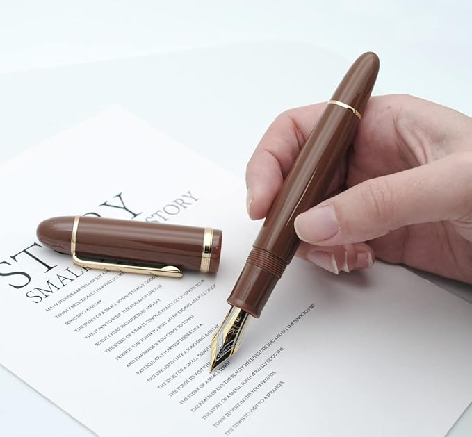 JINHAO X159 Fountain Pen (F Nib 0.5mm, Coffee with Gold Clip)