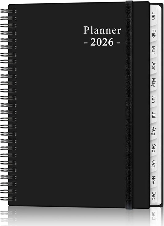 2026 Planner - Planner 2026 from January 2026 to December 2026 with 12 Monthly Tabs, Flexible Cover, Inner Pocket, 8.5" x 11", Black