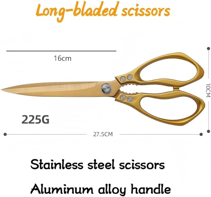 Large Ribbon Cutting Scissors,Heavy duty gold stainless steel scissors,With scissors and a pair of white gloves,Suitable for Ribbon-Cutting,Office,Home,and Crafts, Right/Left Handed (10.83 inches)