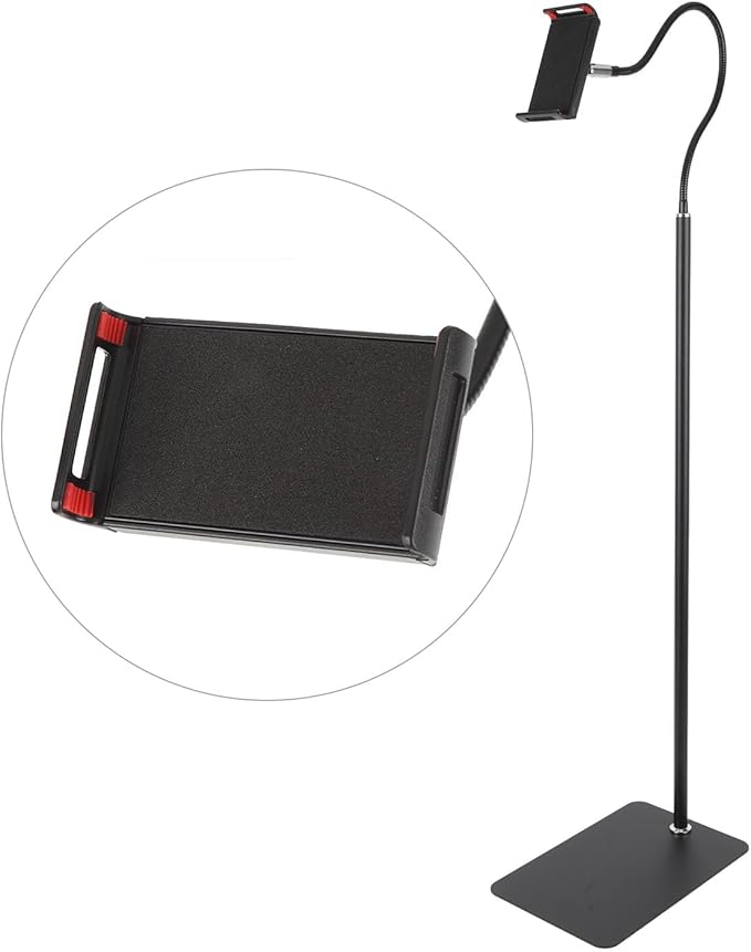 Shurzmotic Tablet Floor Stand, Phone Mount Bracket Holder, Flexible Move 360° Rotation High Stability Aluminum Alloy Base, Multi Purpose Stand for Live Broadcast Online Class Learning, Compat