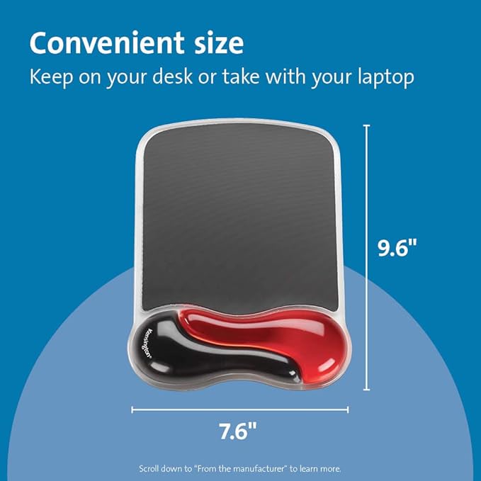 Kensington Duo Gel Mouse Pad with Wrist Rest - Red (K62402AM)
