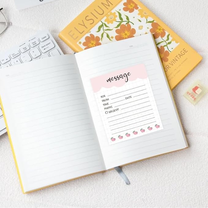6 Pieces Telephone Message Sticky Notes Pads 4 x 5 Inch Self Adhesive Book Call Back Notepad for Work Call, Office Supplies 50 Sheets/Pack 6 Design (Pink)