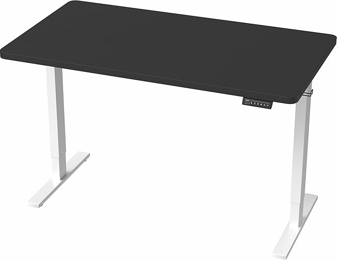 VIVO Electric 43 x 24 in Standing Desk, Memory Height Adjustment, 1B Series, Holds 220 lbs, One-Piece Black Top, White Frame, DESK-KIT-1W4B