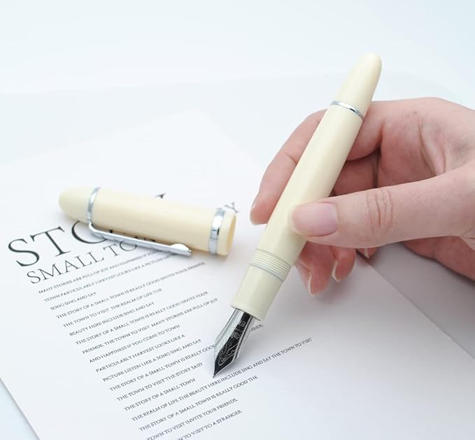 JINHAO X159 Fountain Pen (EF Nib 0.38mm, Ivory White with Silvery Clip)