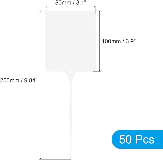 MECCANIXITY Plastic Seals Shipping Tags, for Basket Labels Cable Labels Tags Product Identification Tags, Logistics Marking, Outdoor Tagging, 3.1x3.9 Inch White 50Packs