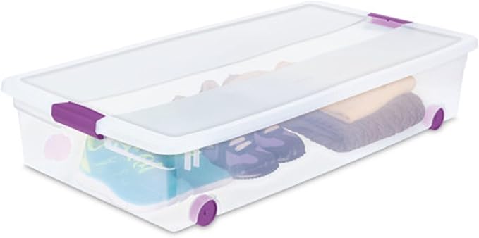 Sterilite 8-Pack 60 Quart ClearView Latch Box, Wheeled Underbed Organizer Bins with Latching Lids - Clear Plastic Organization Containers for Closet, Bedroom, Shelving Units and Everyday Home Storage