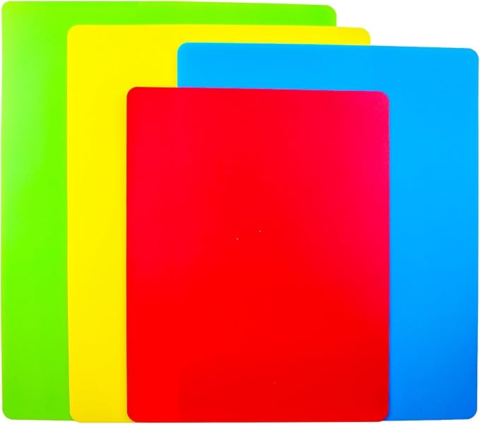 8 Pieces Flexible Cutting Board mats, Plastic Cutting Boards for Kitchen Cooking, Cutting board sheets for Meat and Vegetables, Dishwasher Safe