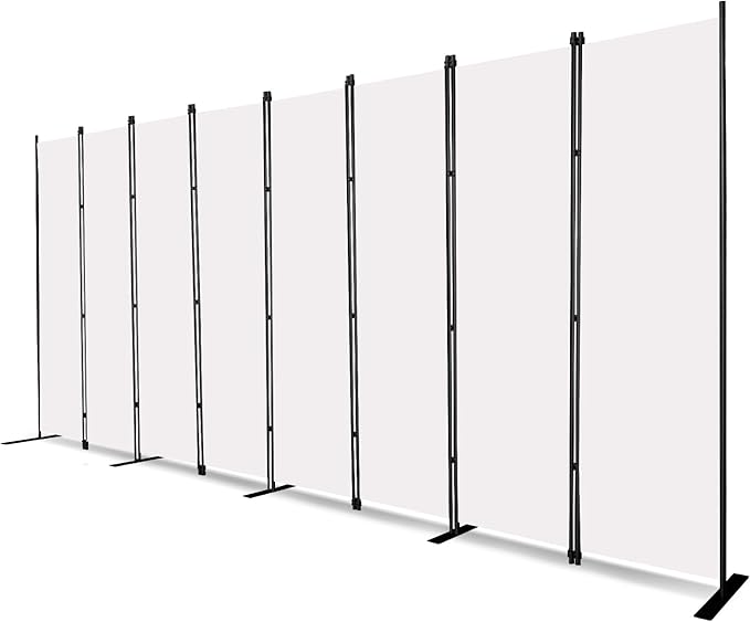 MAYOLIAH 8-Panel White Room Divider 6ft Tall Folding Privacy Screen Portable Office Partition Indoor Wall Separator 160" W X 72" H