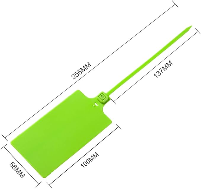 400Pcs Plastic Seals Shipping Label Tags, Writable Marker Big Sign Tie for Logistics, 255mm Total Length Self Locking Inventory Waterproof Tag Fastener with 3 Marker Pen (Green)