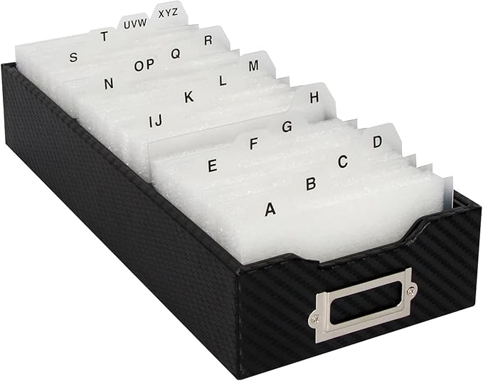 J JACKCUBE DESIGN JackCubeDesign Carbon Fiber Business Card Organizer Coupon Holder Name Card Organizer Name Card Holder With Removable Divider For Desk(4.29 x 1.76 x 9.75 inches)- :MK171