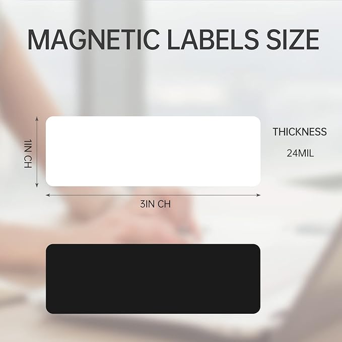 OQUYDEA 40-Pack Dry Erase Magnetic Labels - Waterproof, Eco-Friendly, Reusable Name Tags for Classroom, Office, Cabinet, Whiteboard, Fridge & More (White, 1x3 inches)…