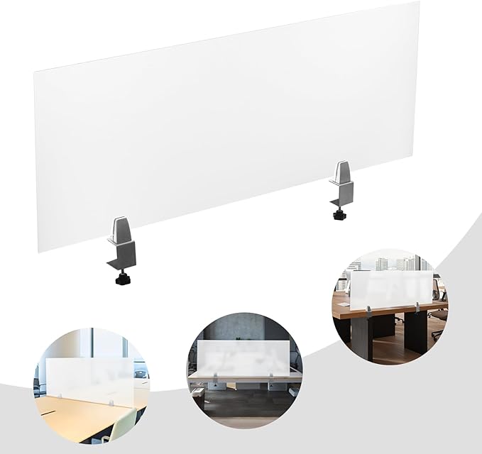 Desk Divider for Students and Desk Privacy Panel, Frosted Acrylic Plexiglass Shield with Clamps for Offices Schools Call Centers, Ideal Cubicle Light Shield - 47”L X18”W