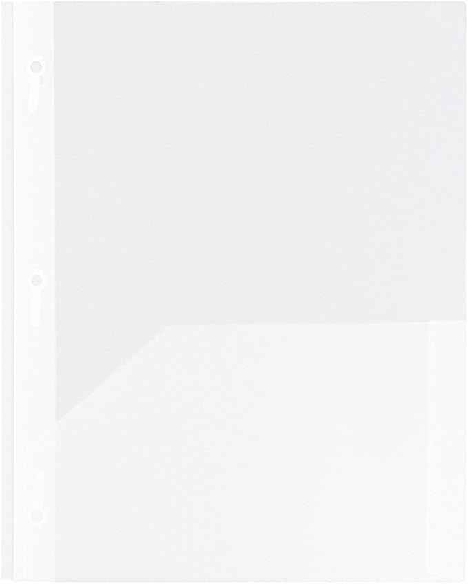 JAM PAPER Plastic Color POP Folders - 2 Pocket Durable Folders with Metal Prongs Fastener Clasps - Clear - Bulk 96/Pack