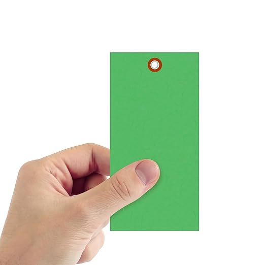 SmartSign (Pack of 100) 6.25 x 3.125 inch “Green” Blank Tyvek Shipping Tags with Metal Eyelets, Size #8, 8 mil Thick Tyvek, Made in USA