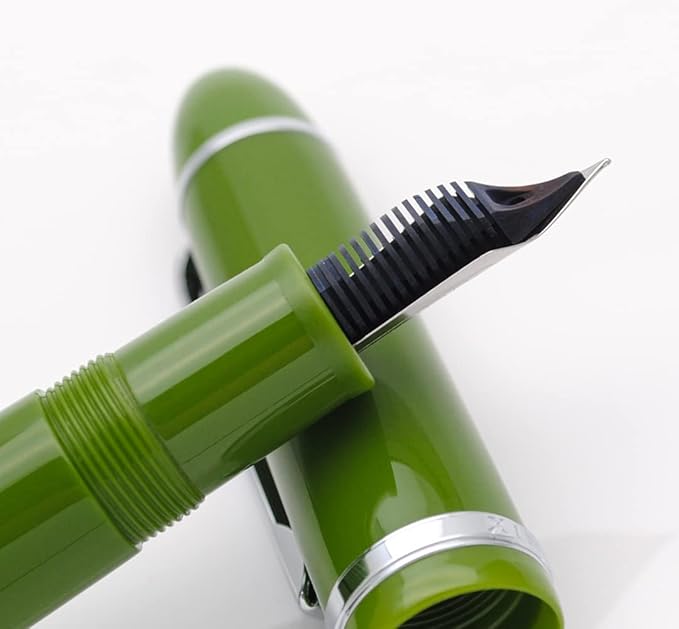 JINHAO X159 Fountain Pen (EF Nib 0.38mm, Avocado Green with Silvery Clip)