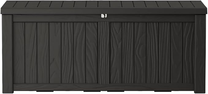 Yardgrace Extra-Large 150 Gallon Outdoor Chest Storage Waterproof - Outside Storage Box & Bench, Resin Deck Chest for Patio/Pool, Lockable UV-Resistant, Onyx Black