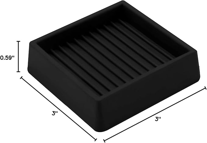 VOCOMO 2X2 Rubber Caster Cups, Non Slip Furniture Pads, Anti-Slip Gripper, Anti Skid Furniture Feet, Anti Slide Floor Protector for Bed Couch Table Chair Stoppers - 12 Pack, Black
