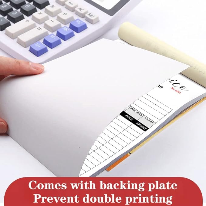 Custom Carbonless Sales Invoice Form Books for Small Business, Personalized NCR 2-Part Receipt Book with Carbon Copies, Cover Add Company Name, Address and Number Printed