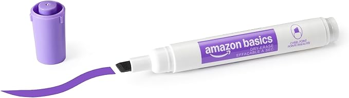 Amazon Basics Low-Odor Dry Erase Whiteboard Markers, Chisel Tip, 12 Assorted Colors, 36 Count