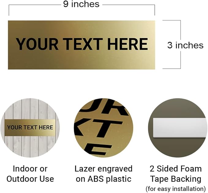 Basic Custom Personalizable Wall or Door Sign | Your Custom Message | Enter Your Text | Easy to Install Comes With Strong 2 Sided Foam Tape | Business and Property Signs | Made in the USA
