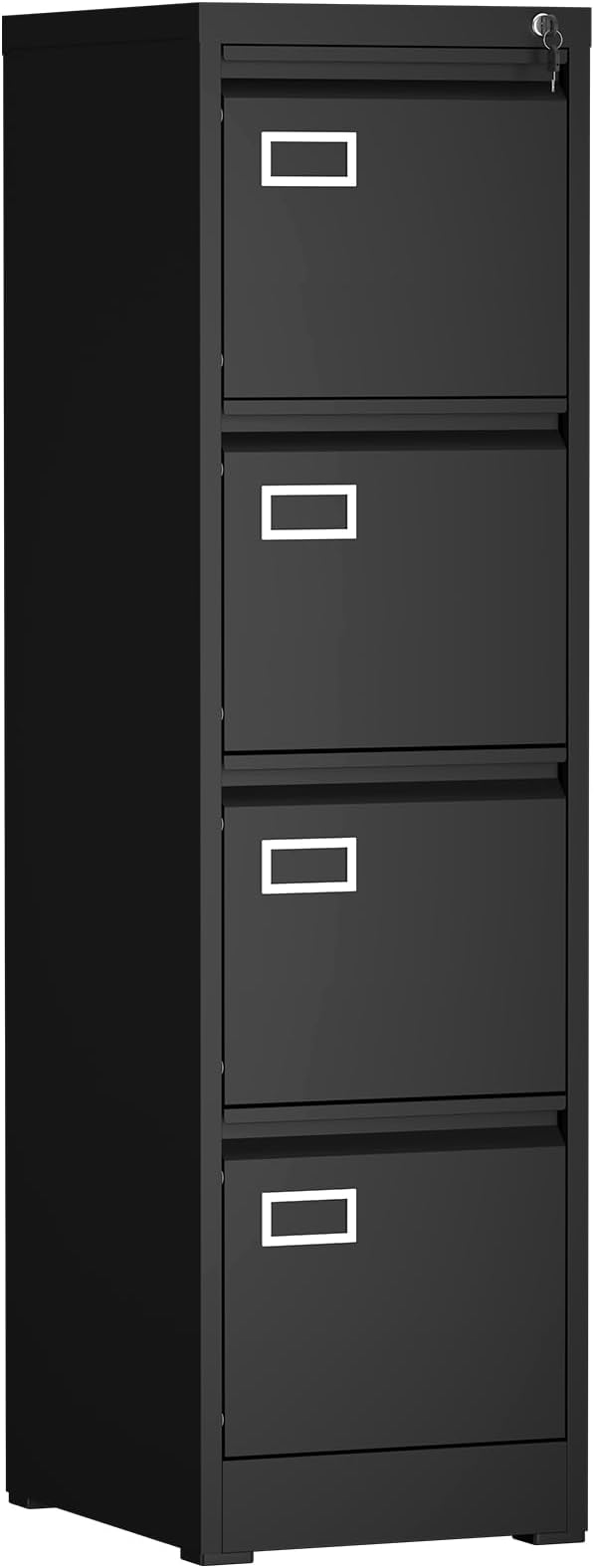 4 Drawer File Cabinet with Lock, High-Capacity Vertical Metal Filing Cabinet for Home Office, Heavy Duty Locking Steel Storage for A4/Letter/Legal Size, Black, 17.7" D x 14.6" W x 52.6" H