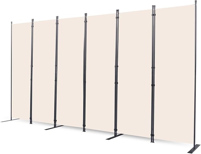 CHOSENM Room Divider, 6 Panel Folding Privacy Screens with Wider Support Feet, 6 Ft Portable Room Partition for Room Separator, 132" W X 71" H, Beige